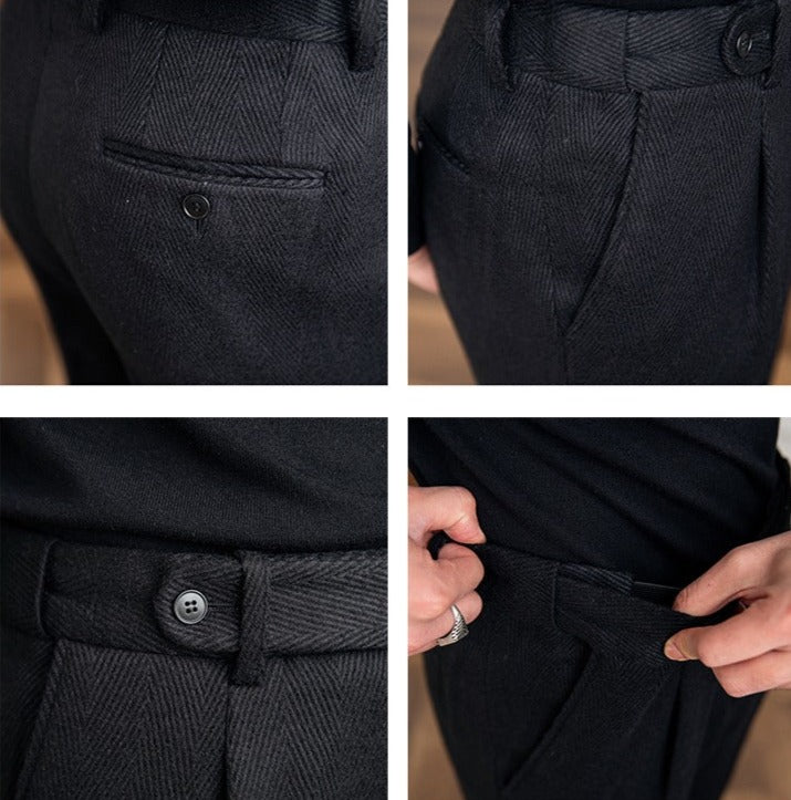 Heritage Wool Blend Herringbone Trousers
