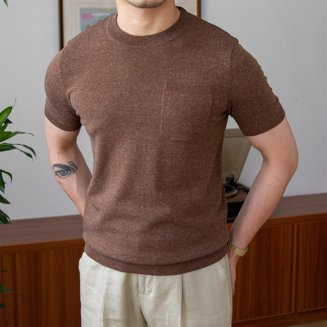 Rome Knitted Linen Blend T-Shirt