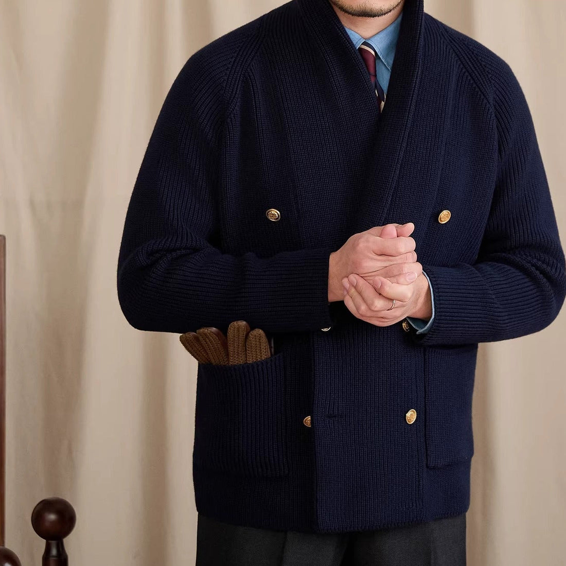 Salvatore Ribbed Double Breasted Cardigan