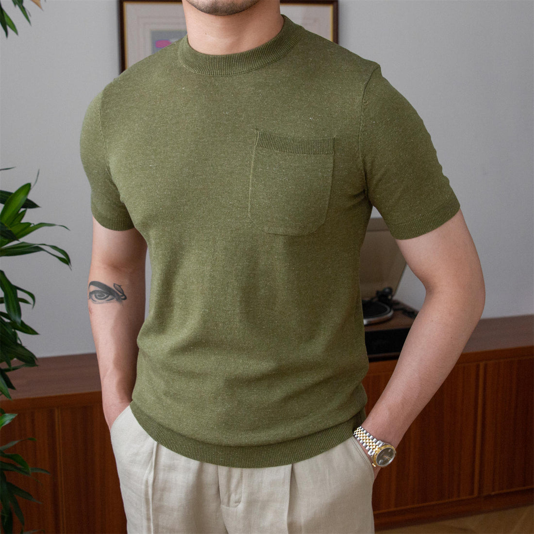 Rome Knitted Linen Blend T-Shirt