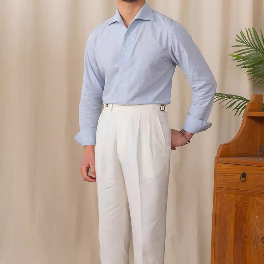 Beausoleil Cutaway Linen Blend Shirt