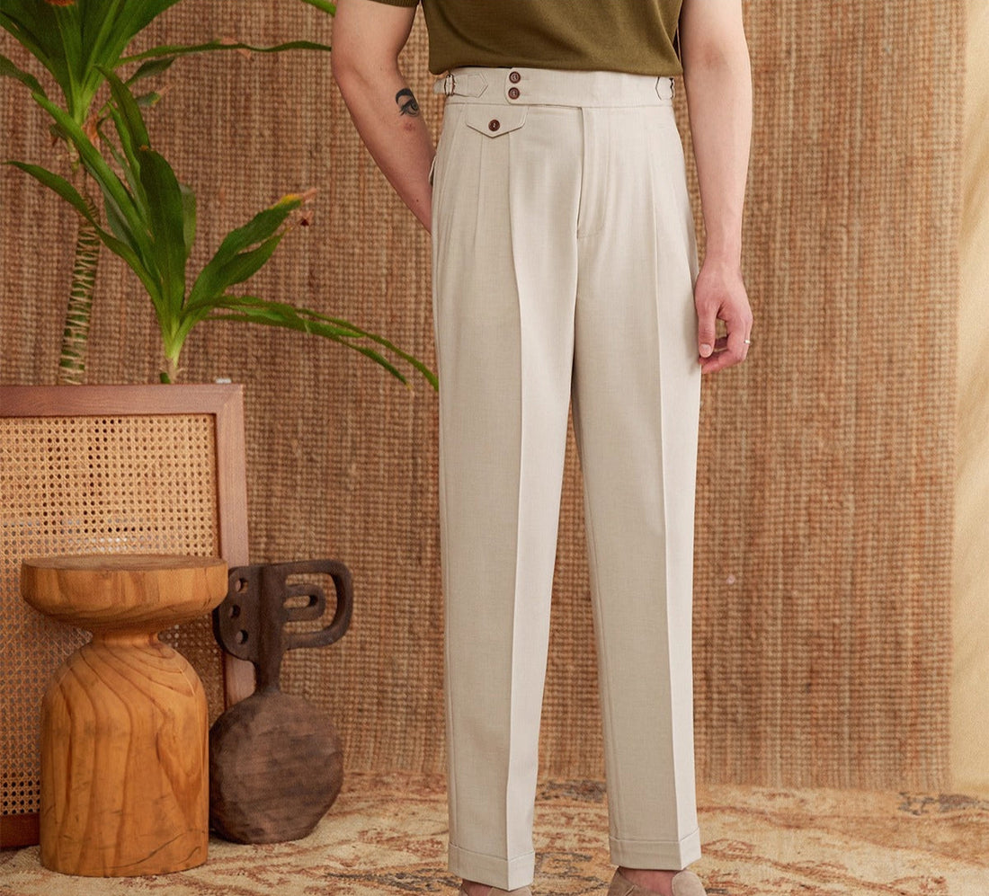 Catanzaro High Waisted Straight Fit Trousers
