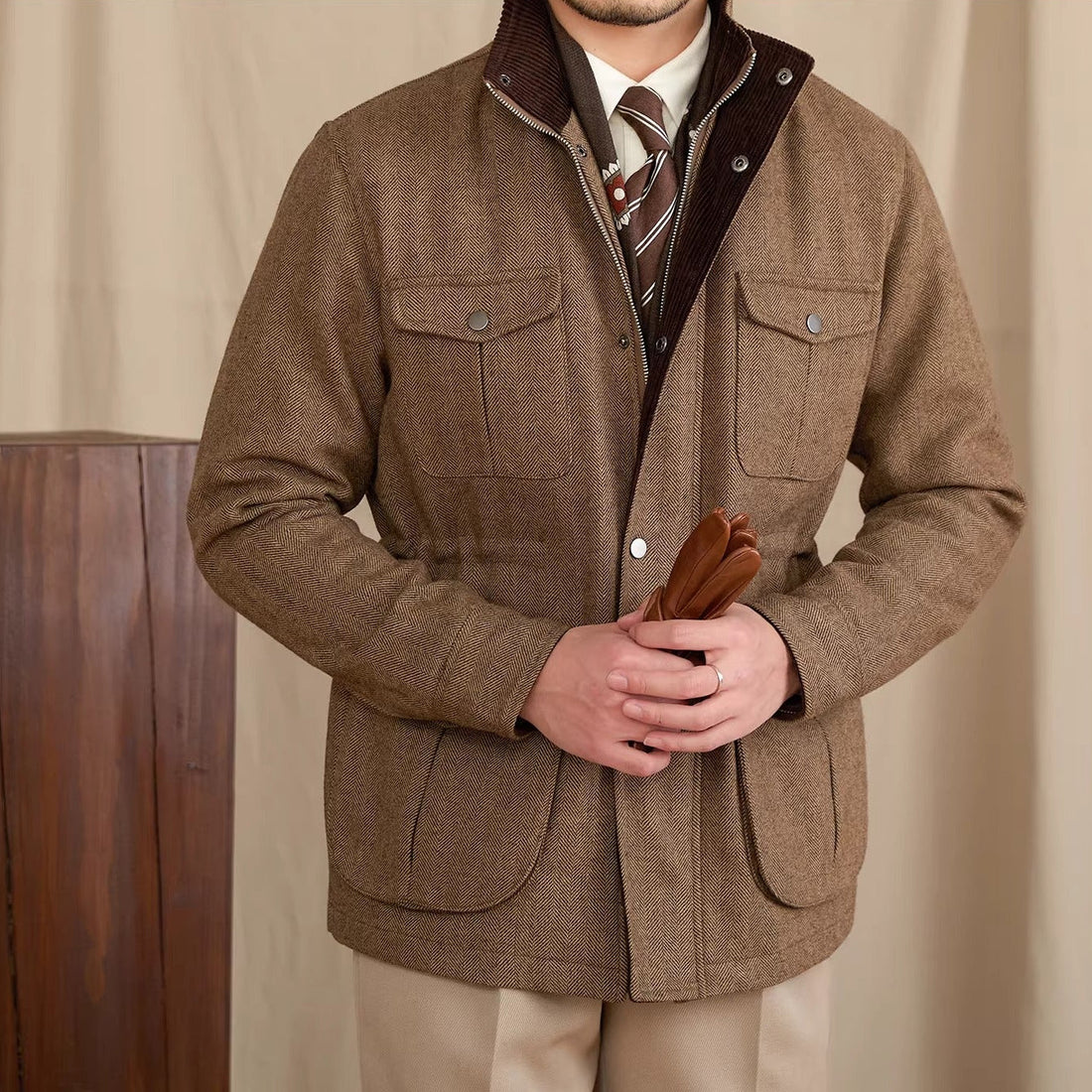 Motcomb Street Herringbone Padded Wool Blend Jacket